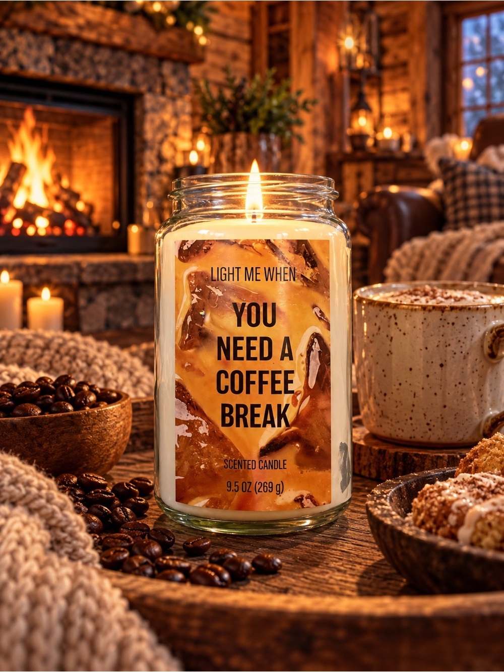 You Need a Coffee Break Scented Candle - White Jar